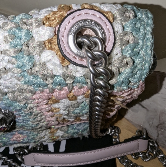 Kurt Geiger EUC Multicolor Pastel Crochet Shoulder Bag - Picture 7 of 11